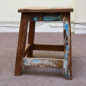 k55-757 indian furniture stool reclaimed blue