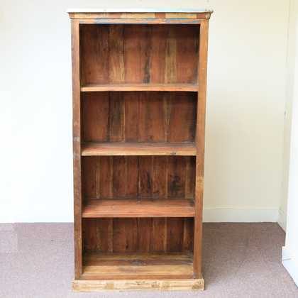 k60-80392 indian furniture bookcase reclaimed slatted front view