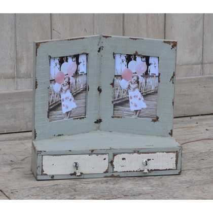 kh10-m-5860 indian shabby photo frame drawers double