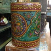 kh11-RS-57 indian furniture hand painted waste bin green