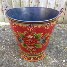 kh11-RS-88 indian furniture hand painted bucket colourful blue