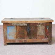 k60-80387 indian furniture trunk storage reclaimed small closed front