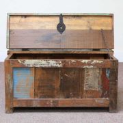 k60-80387 indian furniture trunk storage reclaimed small open front