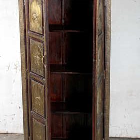 K64-60111 indian furniture cabinet brass elephants open doors
