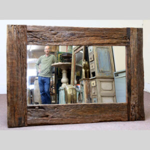 k61-80274 indian furniture mirror rustic frame teak landscape