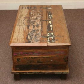 kh5-m0114 indian furniture trunk reclaimed top