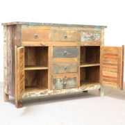 K59-dsc02466 indian furniture sideboard reclaimed shutter 6 drawers open cupboard