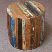 k60-80356 indian furniture side table barrel reclaimed wood quirky