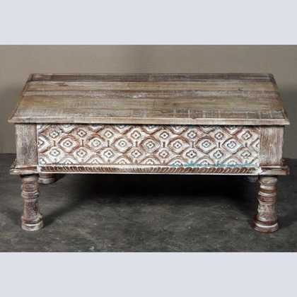 k62-40208-a indian furniture coffee table carved edge front