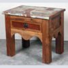 k62-40231 indian furniture table side reclaimed drawer - angled