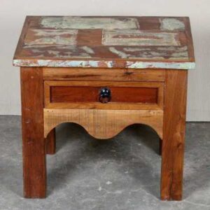 k62-40231 indian furniture table side reclaimed drawer cute