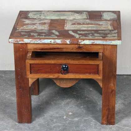 k62-40231 indian furniture table side reclaimed drawer charming