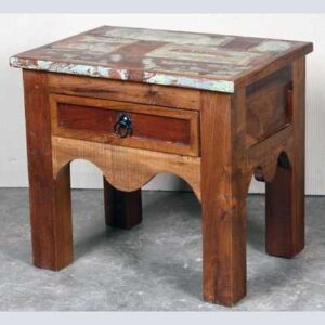 k62-40231 indian furniture table side reclaimed drawer - angled