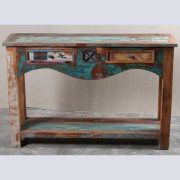 k62-40276 indian furniture console table reclaimed 2 drawer drop riser