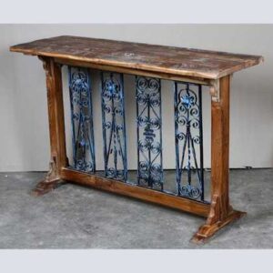 k62-40606 indian furniture console table decorative inset metal - angled