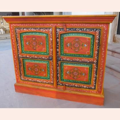 k76 116 indian furniture hand painted floral sideboard front