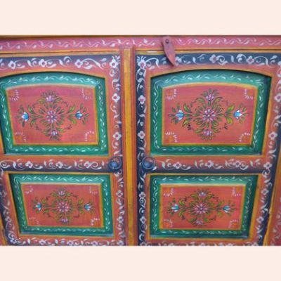 k76 116 indian furniture hand painted floral sideboard close front