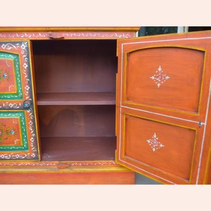 k76 116 indian furniture hand painted floral sideboard open