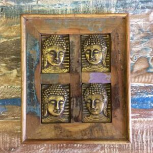 k13-RSO-52 indian picture wooden reclaimed 4 buddha metal
