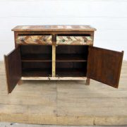 kh14-rs18-047 indian furniture reclaimed herringbone cabinet open