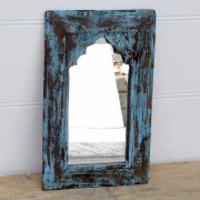 kh14-rs18-102 indian furniture distressed blue mihrab mirror angle