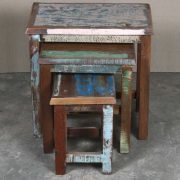 k64-60123 indian furniture reclaimed nest of tables colourful distressed