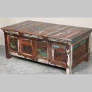 k64-60126 indian furniture large reclaimed coffee table with drawers box drawers
