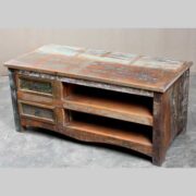 k64-60127 indian furniture reclaimed tv unit with drawers large shelves