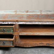 k64-60127 indian furniture reclaimed tv unit with drawers distressed