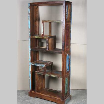 k64-60155 indian furniture unusual reclaimed bookcase display unit salvaged wood