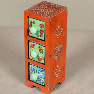 k64-60384 indian gift 3 drawers ceramic hand painted tall jewellery