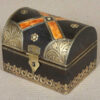 k64-60392 indian gift box treasure domed embossed bone wooden bone cross