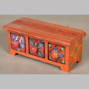 k64-60396 indian gift jewellery wooden ceramic drawers hand painted flowers