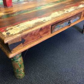 k65-60551 coffee table reclaimed thaket drawer close corner left