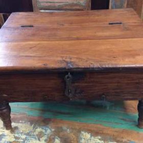 kh17-RS2019-26-a indian furniture old teak table low lid top