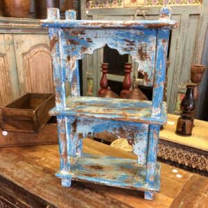 kh17-RS2019-64 indian furniture wall 2 shelves blue front