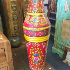 kh17-RS2019-81 indian accessories iron pot large tall hand painted front