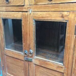 kh17 RS2019 95 indian furniture old teak cabinet part glass doors