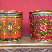 kh17-RS2019-78 indian accessories bin hand painted tin red orange
