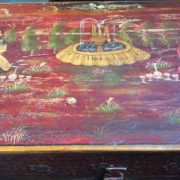 k67-90723 indian furniture trunk storage hand painted detailed red top