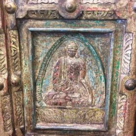 k67-90779 indian furniture cabinet buddah carved large close