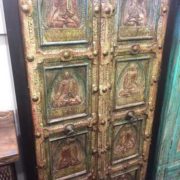 k67-90779 indian furniture cabinet buddah carved large front