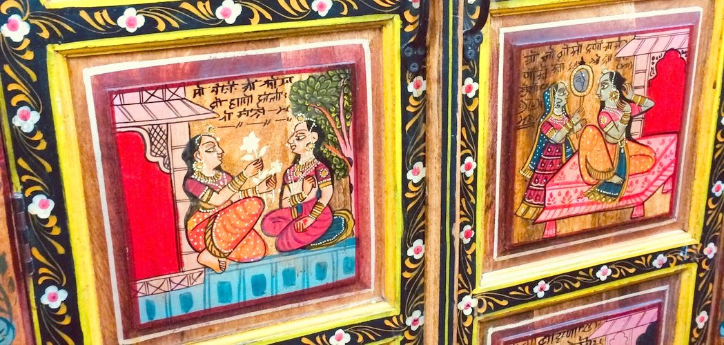 hand painted cabinet indian jugs furniture