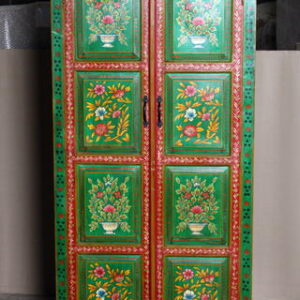 k69 2444 indian cabinet hand painted large green flowers front