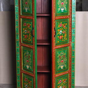 k69 2444 indian cabinet hand painted large green flowers open