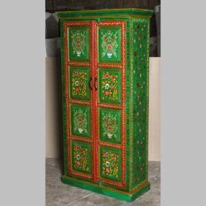 k69 2444 indian cabinet hand painted large green flowers