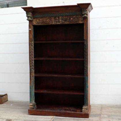 kh18 067 indian furniture bookcase carved vintage reclaimed