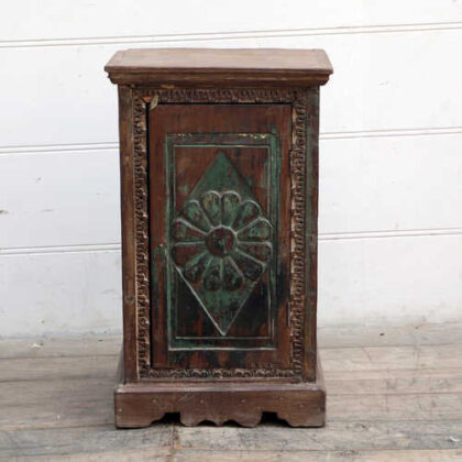 kh18 078 indian furniture cabinet bedside reclaimed carved front