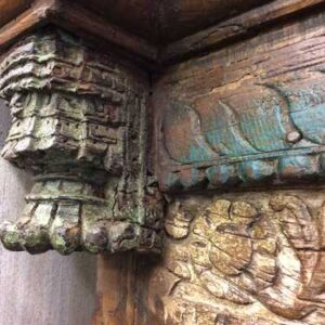 kh18 067 indian furniture bookcase carved vintage reclaimed carving close