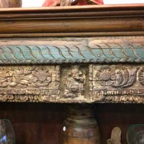 kh18 067 indian furniture bookcase carved vintage reclaimed link ganesh